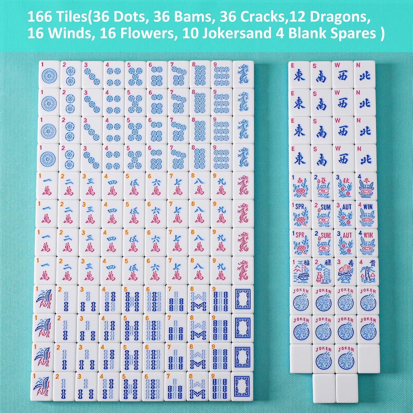Cozyora® Blue Pop American Mahjong Set – 166 Tiles